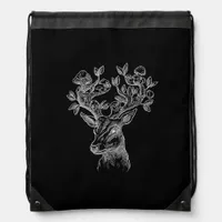 Deer Horn Mushroom Cottage  Goblincore Vintage Aes Drawstring Bag