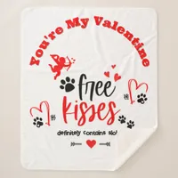 Dog Valentine - Free Kisses Definitely Contains |  Sherpa Blanket