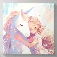 Fairy Forest Girl White Unicorn Horse Friends Foam Core Photo Tile