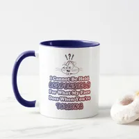 Funny Responsibility & Talking Confused Red Blue Mug