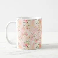 Abstract Watercolor Small Peach Pink Flowers Coffee Mug