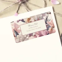 Elegant Blush Floral Chic Wedding Return Address Label