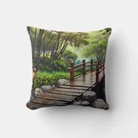 Tranquil Escape - Japanese Garden Throw Pillow