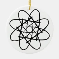 Black and White #10 CrissCross Flower Ceramic Ornament