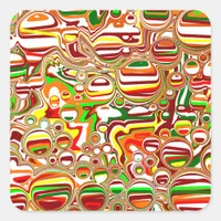 Retro Bubbles Digital Art    Square Sticker