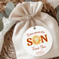 Here Comes The Son Sunshine Boho Cute Baby Shower Favor Tags