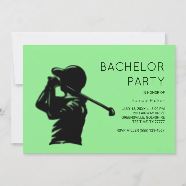 Black golfer Golfing Trip Bachelor Party minimal Invitation