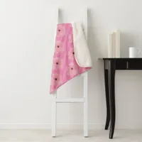 Pink Flowers And Stripes Sherpa Blanket