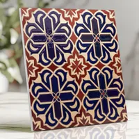 Moroccan Fes Geometric Tile Cobalt Blue Terracotta