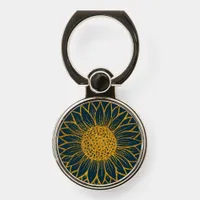 Girly Glitter Sunflower Floral Navy Phone Ring Stand