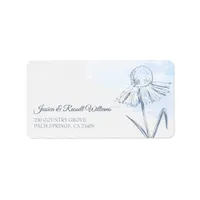 Floral Dusty Blue Flower Elegant Wedding Address Label