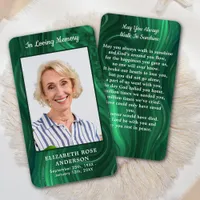 Emerald Green Memorial Photo Funeral Prayer Card