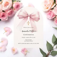 Pink bow cream girl Confirmation arch Invitation