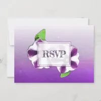 Purple Petunias Floral Wedding RSVP & Menu Invitation