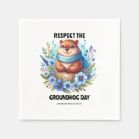 Over Rated? Watercolor Celebrating Groundhog Day  Napkins