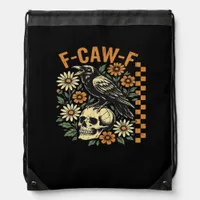 F-Caw-F Crow Vintage Graphic Drawstring Bag