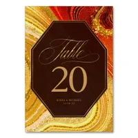 Abstract Agate Wedding Hot Orange ID827 Table Number