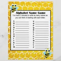 Alphabet Name Game and Baby Shower Bingo Game Flyer