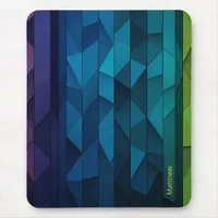 Personalized Geometric Blue and Teal Pattern Mouse Pad