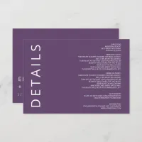 Simple Purple Modern Minimalist Wedding Enclosure Card