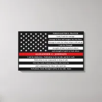 Firefighter's Prayer Personalized Thin Red Line Canvas Print