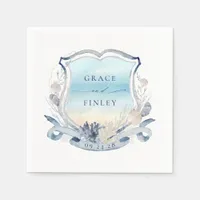 Elegant Beach Wedding Crest Coastal Chic Napkins
