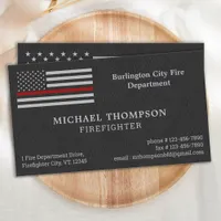 Fire Department Faux Leather Fireman Firefighter Business Card