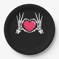 Skeleton Hand Heart Halloween Paper Plates