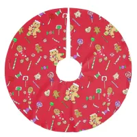 Christmas Candy and Gingerbread Men Brushed Polyester Tree Skirt