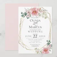 Wedding |  Baby Pink  Peony Watercolor Flowers Invitation