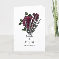 Burgundy Floral Skeleton Gothic Wedding Program