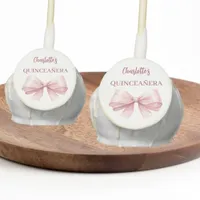 Bow pink white Quinceanera Cake Pops