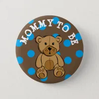 Cute Brown Teddy Bear Mommy to be Button