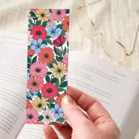 Bright Flowers Red Blue Yellow Pink Two-sided Bookmarks