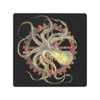 Steampunk Octopus & Rusty Clockwork Gear Metal Print