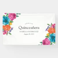 Watercolor Floral Fiesta Quinceañera Banner