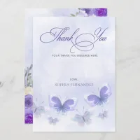 Purple Lifetime of Butterflies Bridal Shower  Thank You Card