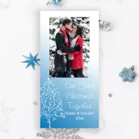 Christmas Tree on Blue First Christmas Together Holiday Card