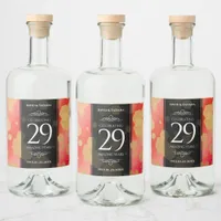 Elegant 29th Garnet Wedding Anniversary Liquor Bottle Label