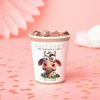 Cute Cow Farm Animals 2nd Birthday Party Paper Cups