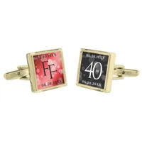 Elegant 40th Ruby Wedding Anniversary Celebration Cufflinks
