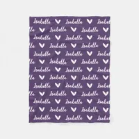 Purple Personalized Name Blanket with Hearts