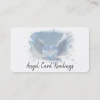 *~* Opal Heart Angel Wings AP78 SOFT BLUE QR Business Card