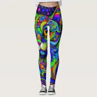 Haight-Ashbury Style Cat All-Over-Print Leggings