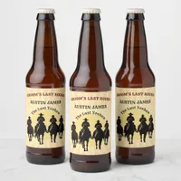 Groom’s Last Rodeo Cowboy Sunset Bachelor Party Beer Bottle Label