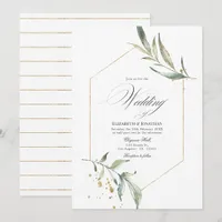 Serenity Simplistic Greenery Geometric Wedding Invitation