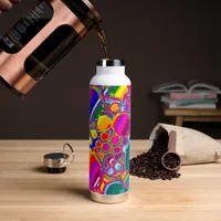 Rainbow Blast Abstract Art   Water Bottle