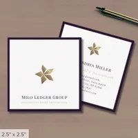 Modern Logo Purple Border Square Business Card