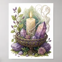 Purple Crystal in Filigree Urn Poster