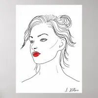 Line Art | Woman in Red Lipstick   Poster